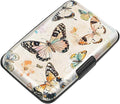 Coco Rossi Credit Card Holder RFID Aluminum Small Mini Wallet Women | Metal Wallet, Business Cards Holder, ID Case, Slim Sleeves, Womens Girls Gift, Carry Wallets for Travel, Flower Butterfly