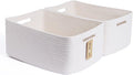 MiniArk Large Storage Baskets for Shelves, 17 x 13 x 7.5” Closet Organizers Bins for Clothes Blanket Towels, Baby Nursery, Toy Baskets Box, Woven Rope Baskets, 2 Packs Off White