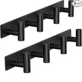 Coat Rack Wall Mounted-4 Hooks, Heavy Duty Stainless Steel Wall Hooks for Towel Coat Bag, Hat Rack Coat Hanger Coat Hooks Towel Racks for Bathroom Entryway Kitchen Hotel (Black, 2 Packs)