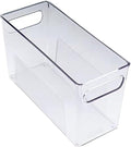 Copco Clear Narrow Storage Bin with Built-In Handles - Refrigerator Organizer, Pantry Organizers and Storage, Bathroom Organizer, Kitchen Organizers and Storage, Hand Wash