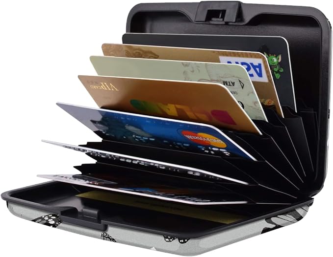 Coco Rossi Credit Card Holder RFID Aluminum Small Mini Wallet Women | Metal Wallet, Business Cards Holder, ID Case, Slim Sleeves, Womens Girls Gift, Carry Wallets for Travel, Black Butterfly