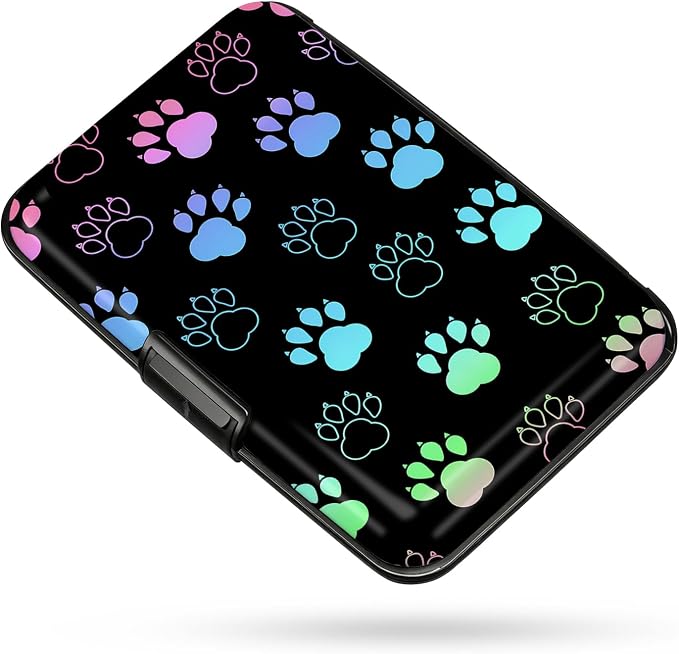 Credit Card Holder RFID Aluminum card case Dog Paw mini Wallet Women Men | ABS Business ID Case,Hard Case Large Capacity 6 Slots, Waterproof Durable ，Secure Closure Slim Small Credit Card Protector