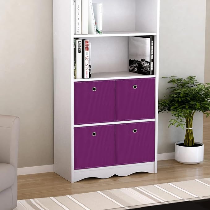 Foldable Storage Cubes Bins ,11 Inch Cloth Storage Cube Fabric Storage Box Cubes Organizer Baskets with Handles for Home Organizer Set of 3 (Purple)