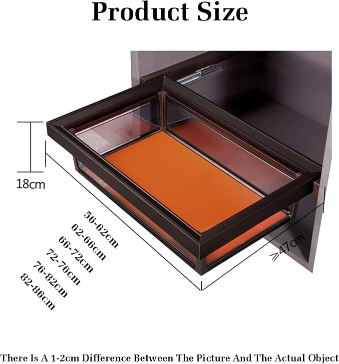 Pull Out Cabinet Storage Basket,Telescopic Coat Drawer for Kitchen,Stackable Detachable Baskets Closet Storage Box,for Kitchen Office Wardrobes Cupboard Storage(Orange,47x62x18cm)
