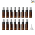 longway 15 PCS Spray Bottles, 0.5oz/15ml Amber Empty Fine Mist Spray Bottle Dispenser with Cap, Small Refillable Liquid Containers with 1pcs Funnel and 18pcs Labels