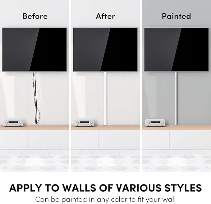 Cord Covers for Wires on Wall - 150in Cable Management Cable Hider - Cord Hiders for TV On Wall - Paintable Cable Concealer - Wire Covers for Cords - 10X (L16 x W0.95 x H0.5) - Medium | Grey