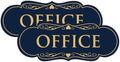 All Quality Designer Office Sign | Easy Installation - Blue/Gold - Medium (2 Pack)