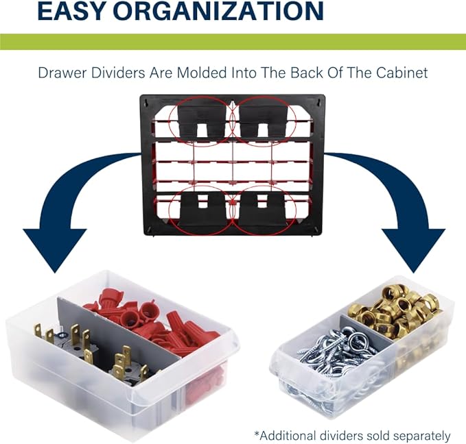 Akro-Mils 44-Drawer Plastic Drawer Storage Cabinet for Garage Organization, Bead Organizer, Building Bricks Storage, Teacher Toolbox, Makeup Organizer, 20" W x 6" D x 16" H, 10144 Black (Pack of 2)