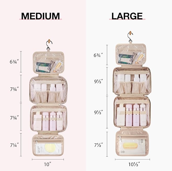 BAGSMART Toiletry Bag Hanging Travel Makeup Organizer with TSA Approved Transparent Cosmetic Bag Makeup Bag for Full Sized Toiletries, Large-Green