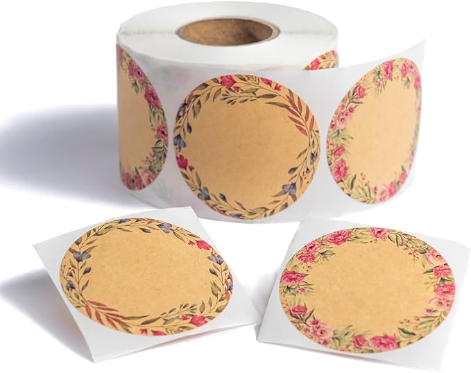 (500pc/Roll) 2" Pink Flower Label Stickers for Jars, Lids, Pantry, Mason Jars, Spice Bottles & More