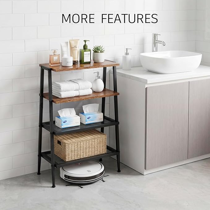 A-Shaped Shoe Rack for Entryway, 4-Tier Heavy-Duty Shoe Organizer | Wooden Top, Mesh Shelves, Space-Saving Shoe Storage Shelf, 25.28"H, Holds 8 Pairs, for Bedroom, Hallway, Garage,Rustic Brown