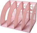 Marte Vanci Magazine File Holder, Binder Holder with 4 Vertical Compartments, Desktop Folder Organizer File Sorter Dividers for Book, Document Storage Home School Office Supply (Pink)