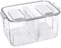 SANNO Vegetable Fruit Storage Containers, Refrigerator Storage Containers Fresh Produce Saver with Lids and Vents,Stackable Salad Lettuce Keeper for Refrigerator,BPA-free Stay Fresh Containers Bin