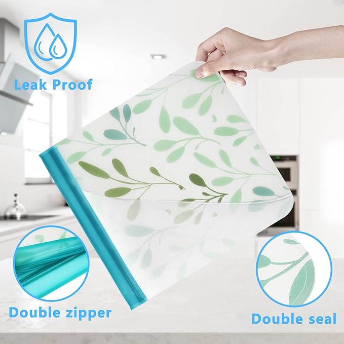 24 Pack Dishwasher Safe Reusable Bags Silicone, Leakproof Reusable Freezer Bags for Food Storage, Home Organization, Travel & Make-up, BPA-Free for Salad and Fruit