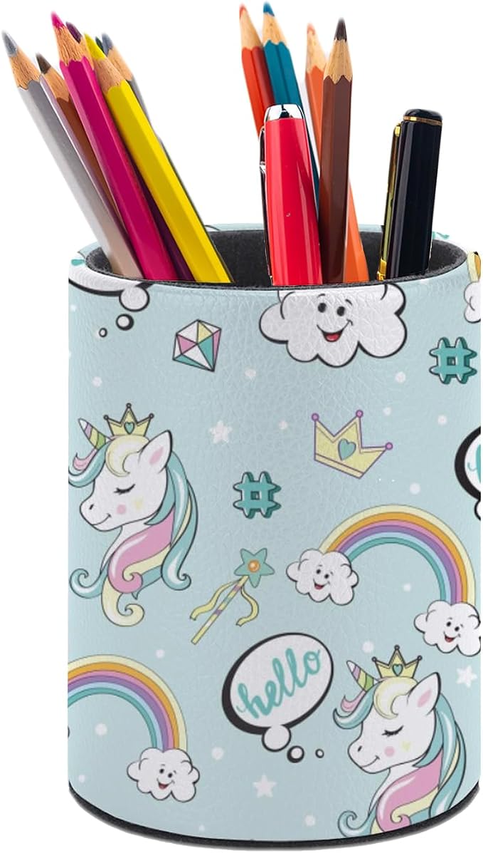 Unicorn Pen Holder Pencil Cup for Desk Organizer | Cute Makeup Brush Holder PU Multifunctional Office Suppliesfor Decor Home Classroom School