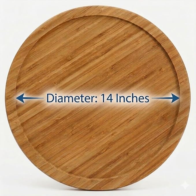 YBM HOME Pack of 6 Bamboo Lazy Susan Single Turntable (14")