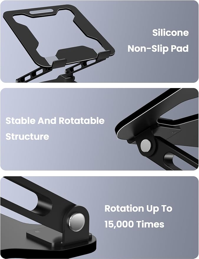LOXP Adjustable Laptop Stand for Desk, Portable Airflow Laptop Riser Holder | Metal, Foldable, Ergonomic, Computer Notebook Stand Perfect for Home Desk, Office, Coffee Shops, Travel, 10-15.6" Laptops