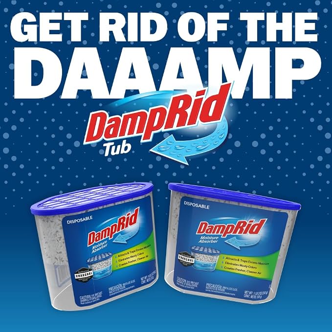 DampRid Fragrance Free Disposable Moisture Absorber with Activated Charcoal,18 oz Moisture Absorber & Odor Remover,Lasts Up To 60 Days,No Electricity Required,(Pack of 6)