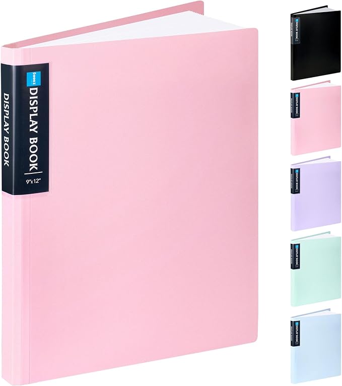 Sooez Art Portfolios 9"x12", 40 Pockets Large Portfolio Folder Display | 80 Pages,Heavy Duty Art Portfolio Folder with Clear Sheet Protectors, Presentation Book for Artwork Document Organizer Binder