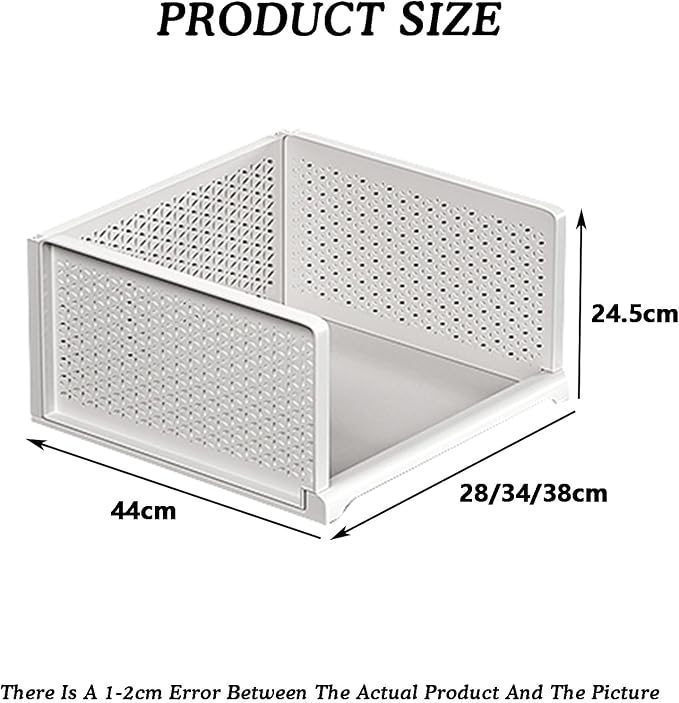 2-layer Pull Out Storage Basket,Stackable Storage Bins,Wardrobe Organizer,5kg Weight Capacity,for Kitchen Pantry Bathroom Cabinets(44x24.5x38cm)