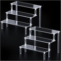 2 Packs Acrylic Display Stand Riser,3 Tier Perfume Organizer Cupcake Stand | Acrylic Pop Shelves Holder,Clear Desk Display Shelf for Figure,Trinket,Collectibles,Dessert Tray Stands for Party Decor-7.9in