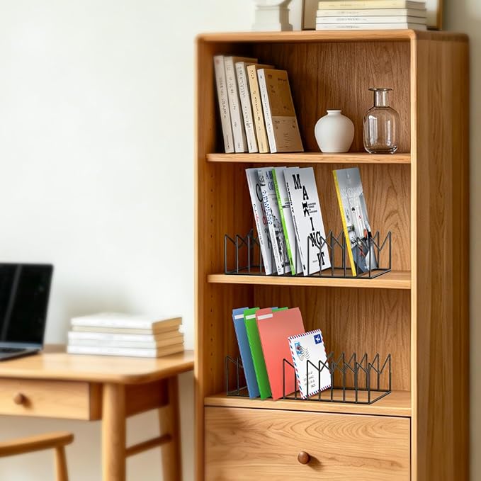 4 Sets 12 Sections Metal Desk Organizer,Office File Holder for Clipboard,Manila Folder,Book & Magazine, Iron Desktop Storage for Kitchen Utensil & Cable,Home Office Organization
