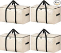 BAGAIL Heavy Duty Moving Bags with Strong Handle, Extra Large Moving Boxes, Storage Tote for Clothes, College Moving Supplies(Beige, 4 Pack)