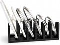 Pot Organizers Inside Cabinet – Pot Lid & Plate Rack for Cabinet, Multi-Use Storage for Lid Organizer Inside Cabinet - Cutting Boards, Baking Sheets & Trays - Fits Under Cabinet or Drawer (Black)