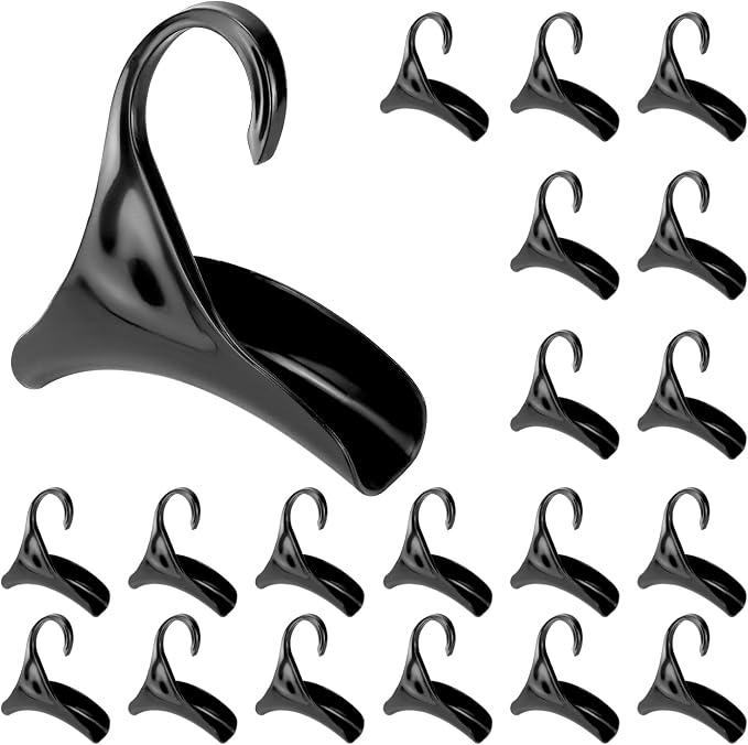 QWORK 20-Pack Black Acrylic Purse Hanger Hooks – Compact Closet Organizer for Handbags and Satchels – 4.33" x 4.33" with 1.58" Thickness – Crease-Free Design Suitable for Home Décor