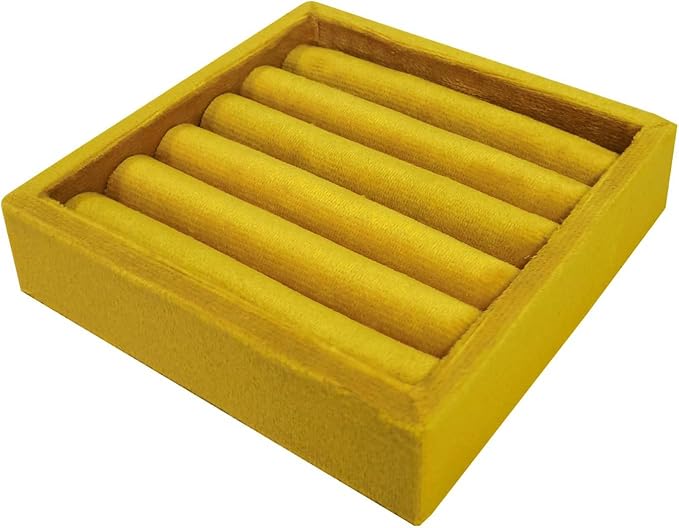 SCIKHETF Velvet Ring Earrings Studs organizer Tray Small Ring Insert Display Tray 5 Slots Stackable (Yellow)