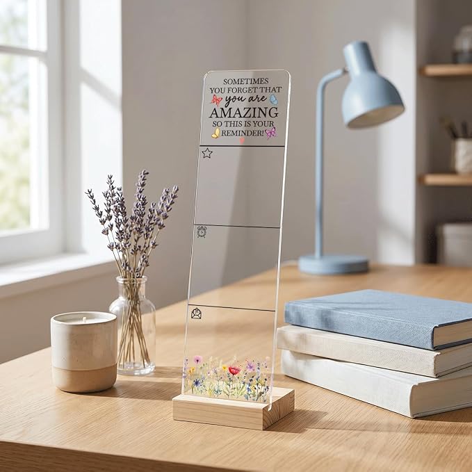 Sticky Notes Monitor Memo Board with Removable Wooden Base Sometimes You Forget that You are Amazing Inspirational Quote Message Board Portable Sticky Note Holder Positive Office Desk Decor and Gift