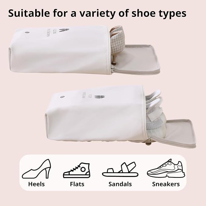 tianzong Shoe Bags for Travel, Waterproof Shoe Storage Organizer with Zipper for Men and Women (1 Pack, Beige)