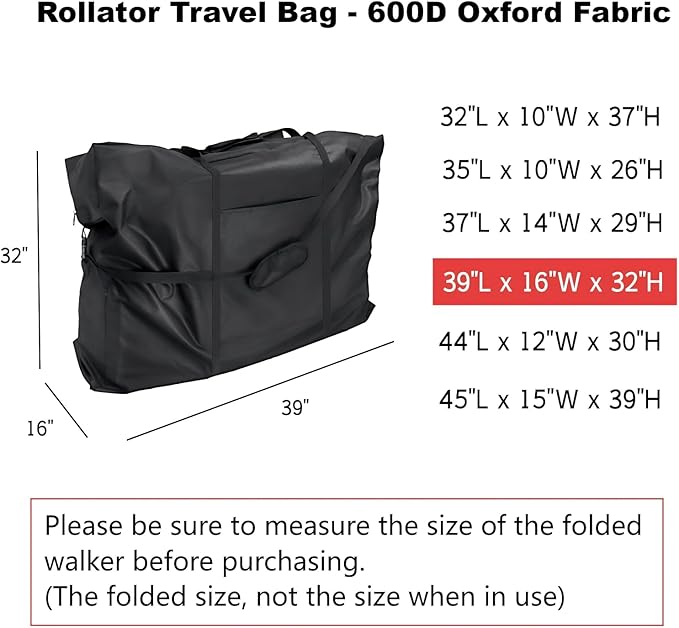 Rollator Walker Travel Bag - Waterproof Wheelchair Bag for Folding Walker Wheelchair Transport Chair Portable Large Duffel Bag Carry Case for Car Traveling (39" L x 16" W x 32" H)