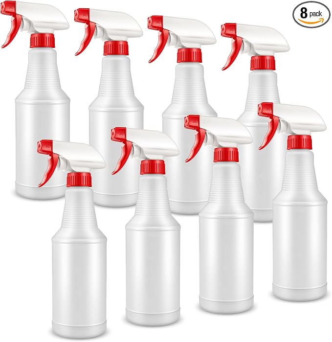 DIYSELF 8 Pack Spray Bottles for Plants and Cleaning, 16 oz | Chemical resistant spray bottles with trigger sprayers for cats, household liquids and refillable use