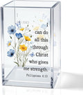 I Can Do All Things Through Christ Acrylic Pencil Pen Holder Cup, Philippians 4:13 Makeup Brush Storage Organizer, Cute Wildflowers Desk Accessories Holder, Daughter Graduation Gifts