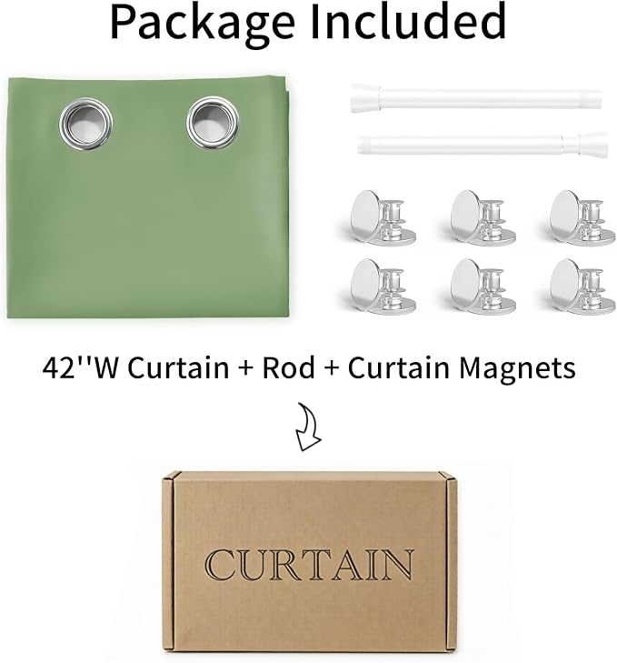 Vatge Magnetic Doorway Curtain for Privacy, Closet Curtain with Rod, Room Dividers for Closet Door and Sliding Door, 1 Panel, W42 x L80, Sage Green