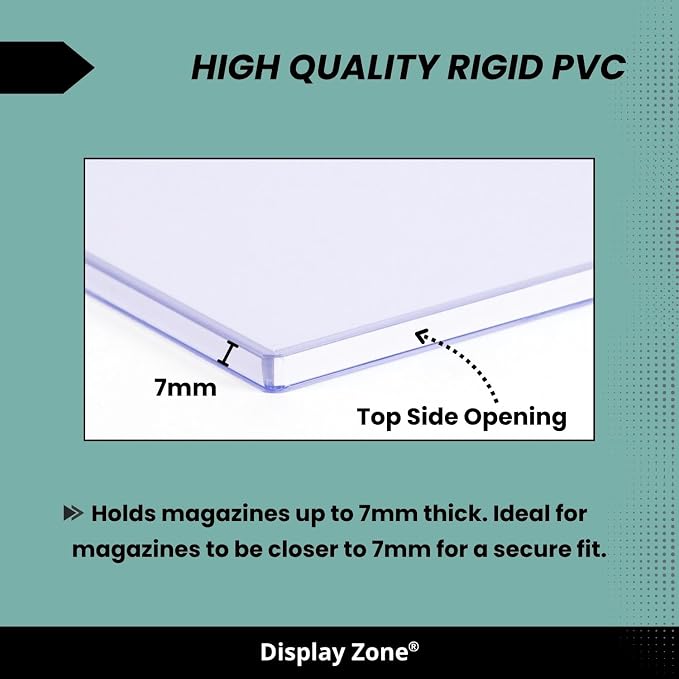 (5 Toploaders) Display Zone Magazine Protector for Collectors Sleeve Covers | Clear Rigid Hard Top Loader Holders - Plastic Display Case 7mm Thick Opening