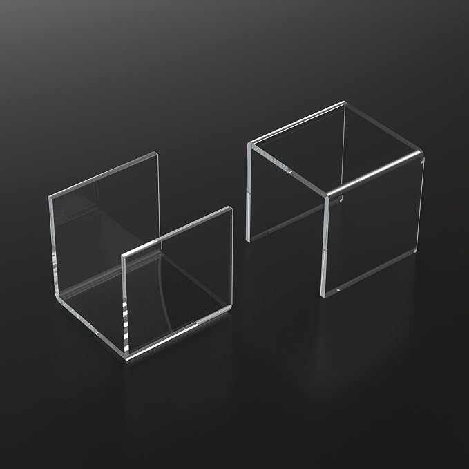 Sezanrpt Clear Acrylic Risers 3 pcs, Square Acrylic Food Display Stands Tabletop, Display Shelf for Vendors, Collectibles, Funko Pop, Food, Glasses, Perfume, Small Plants - 5''x6''x7''