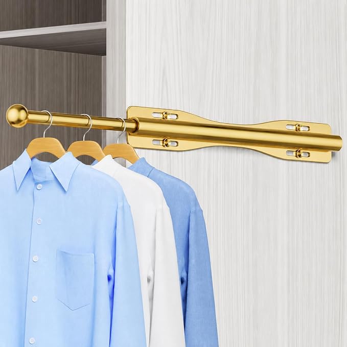 13" Valet Rod For Closet Pull Out Adjustable For Closet,1 Pack Gold | 13" pull-out valet rod provides convenient hanging space for clothes in closets, bedrooms and laundry rooms.