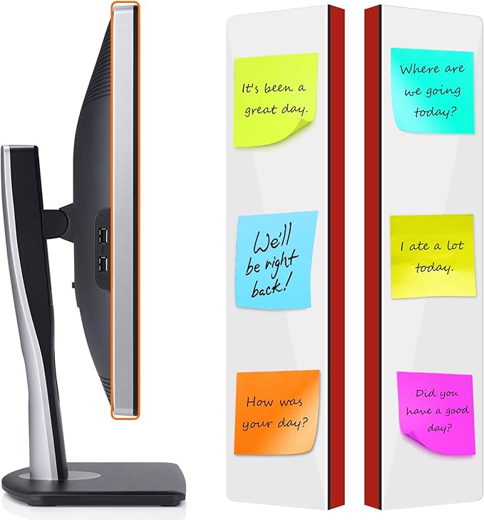 2-Pack Frameless Monitor Sticky Note Boards - Screen Memo Board for Edgeless Monitors, Decorative Computer Transparent Side Panels, Home Office Computer Memo Holder