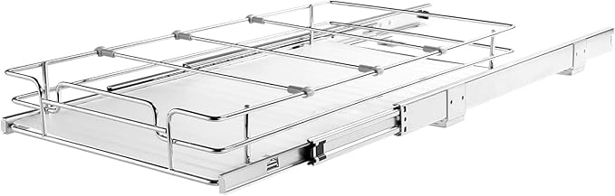 VEVOR 15.5" Wx21 Dx3.5 H Pull Out Cabinet Organizer, Heavy Duty Slide Out Pantry Shelves, Chrome-Plated Steel Roll Out Drawers, Storage for Home Under Sink, 17" Wx22 Dx7 H Install Size for Cabinet
