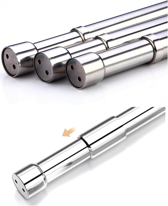 Hanging Closet Rod Heavy Duty with End Caps Adjustable Closet Rod 16-26 Inches Stainless Steel Silver Quantity-1pcs