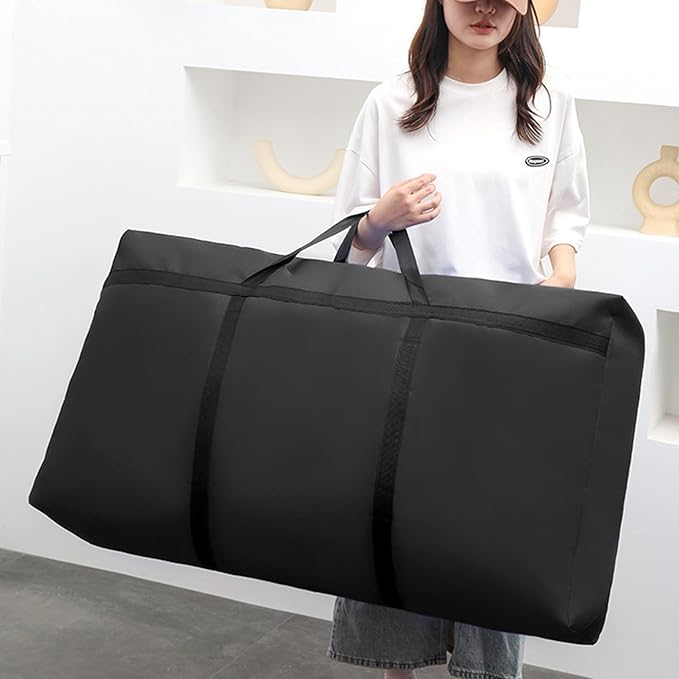College Packing Bags Black Moving Heavy Duty 150L Waterproof Reusable Dorm Jumbo Comforter Oxford Cloth Size Storage Bags (2 Pack)