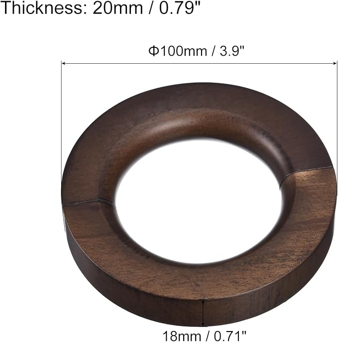 uxcell 2Pcs Wooden Rings, 4 Inch Wood Circles Round Ring Hanger Closet Circle Organizer Holder for Shop Scarf Pants Belt Ties, Brown