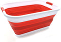SAMMART 41L (10.8 gallon) Collapsible Plastic Laundry Basket-Foldable Pop Up Storage Container/Organizer-Portable Washing Tub-Space Saving, Water capacity: 32L (8.4 gallon) (Rectangular, Red)