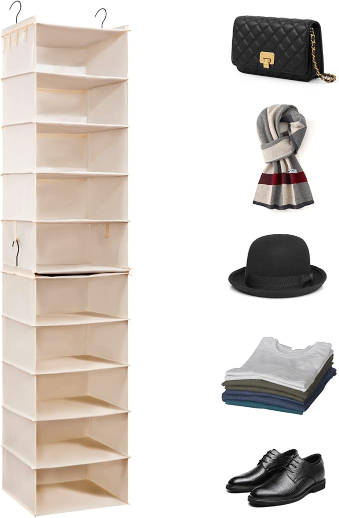 Hat Rack for Closet Organizer and Storage Fedora Hanging 10 Shelves