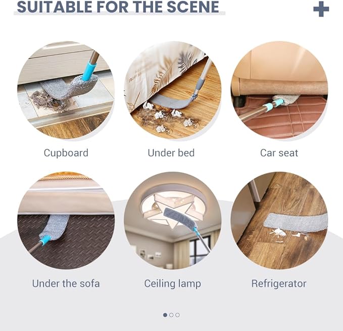 2026 Upgrade Retractable Gap Dust Clean, Extendable Duster Cleaning Tool for Hard-to-Reach Areas, Washable Dusting Brush for Ceiling Blinds Under Furniture (3)