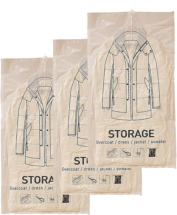 Hanging Vacuum Storage Bags – Space-saving storage bags for clothes, suits and jackets(Three,70 * 125cm)