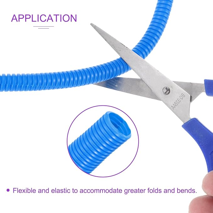 DMiotech 20ft Wire Loom Split Tubing 1 Inch(25.5 Mm) ID, Cord Protectors from Pet Flexible Conduit Cable Management for Office, Home, Garden, Blue