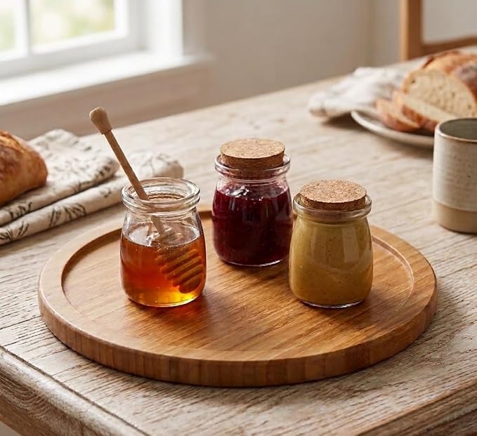 YBM Home Bamboo Wooden Non-Skid Spinner for Kitchen, Pantry, Fridge, Cupboards, or Counter Organizing, Fully Rotating Organizer